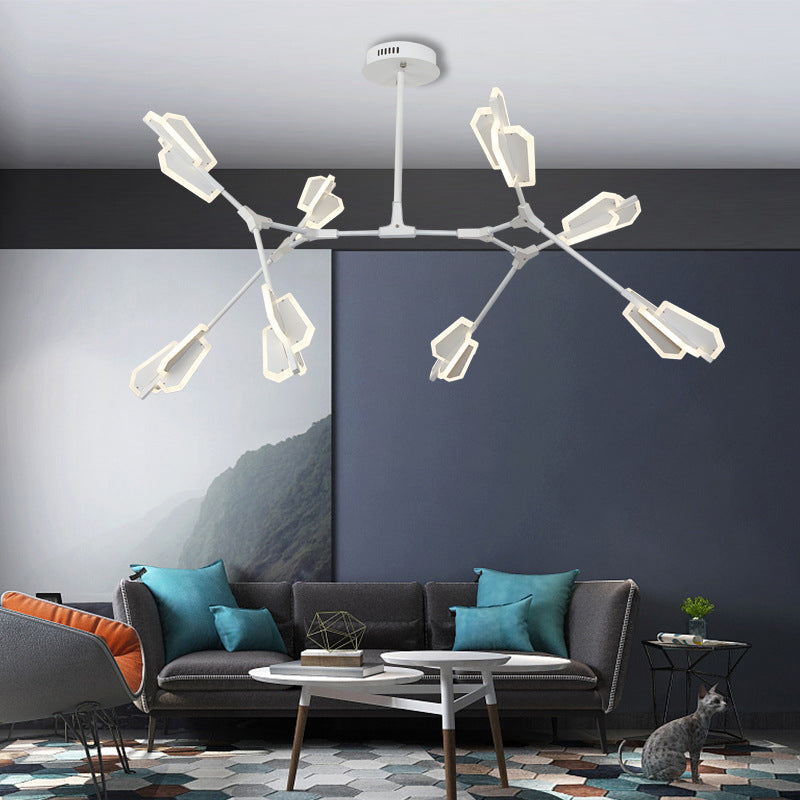 Postmodern Branch Shaped Ceiling Lighting Metallic Living Room LED Chandelier Light Fixture 8 White Clearhalo 'Ceiling Lights' 'Chandeliers' 'Modern Chandeliers' 'Modern' Lighting' 2121353