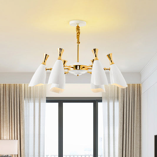 Horn-Shaped Living Room LED Suspension Light Metallic Simplicity Chandelier Light Clearhalo 'Ceiling Lights' 'Chandeliers' 'Modern Chandeliers' 'Modern' Lighting' 2121387