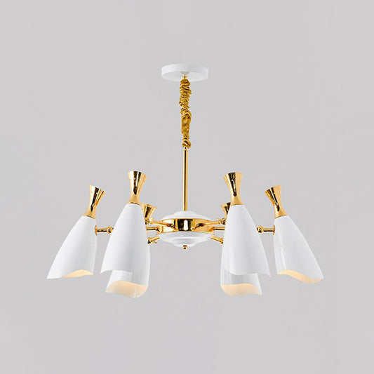 Horn-Shaped Living Room LED Suspension Light Metallic Simplicity Chandelier Light Clearhalo 'Ceiling Lights' 'Chandeliers' 'Modern Chandeliers' 'Modern' Lighting' 2121388