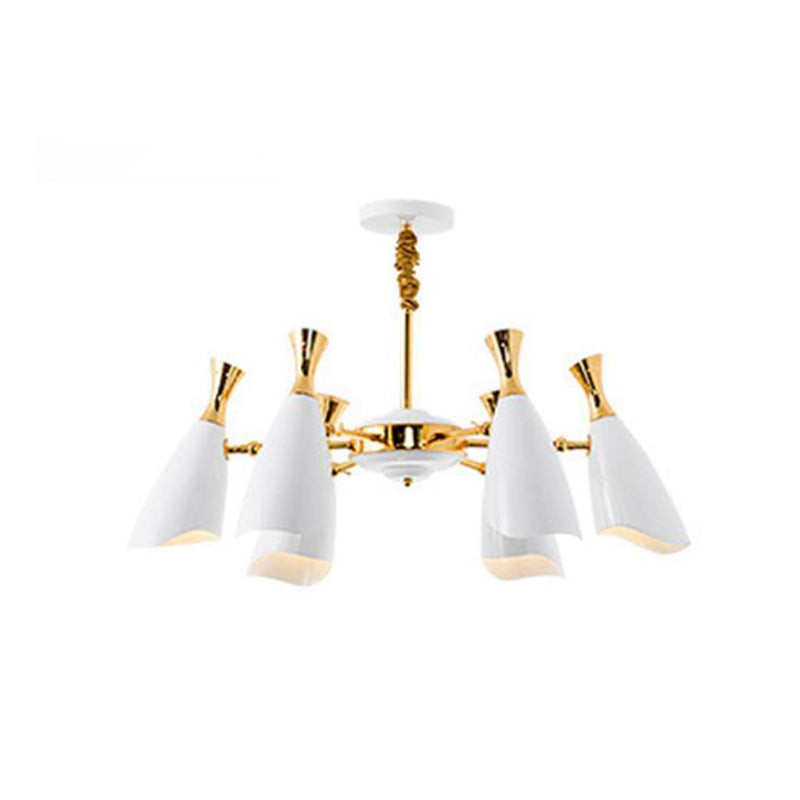 Horn-Shaped Living Room LED Suspension Light Metallic Simplicity Chandelier Light Clearhalo 'Ceiling Lights' 'Chandeliers' 'Modern Chandeliers' 'Modern' Lighting' 2121389