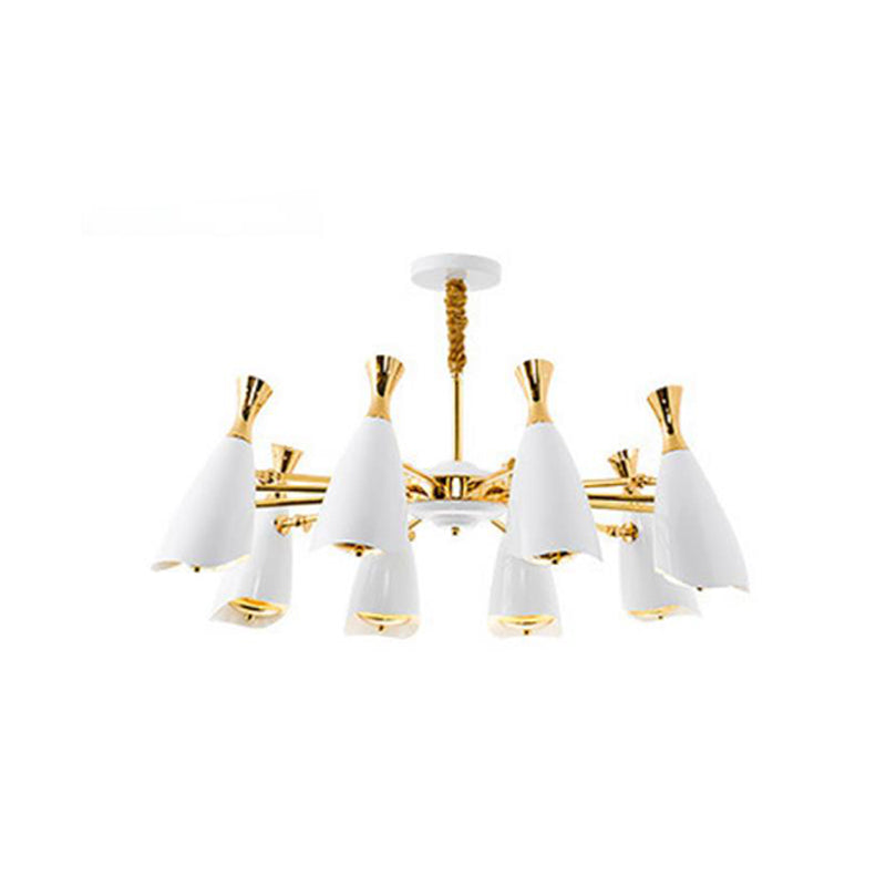 Horn-Shaped Living Room LED Suspension Light Metallic Simplicity Chandelier Light 8 White Clearhalo 'Ceiling Lights' 'Chandeliers' 'Modern Chandeliers' 'Modern' Lighting' 2121390