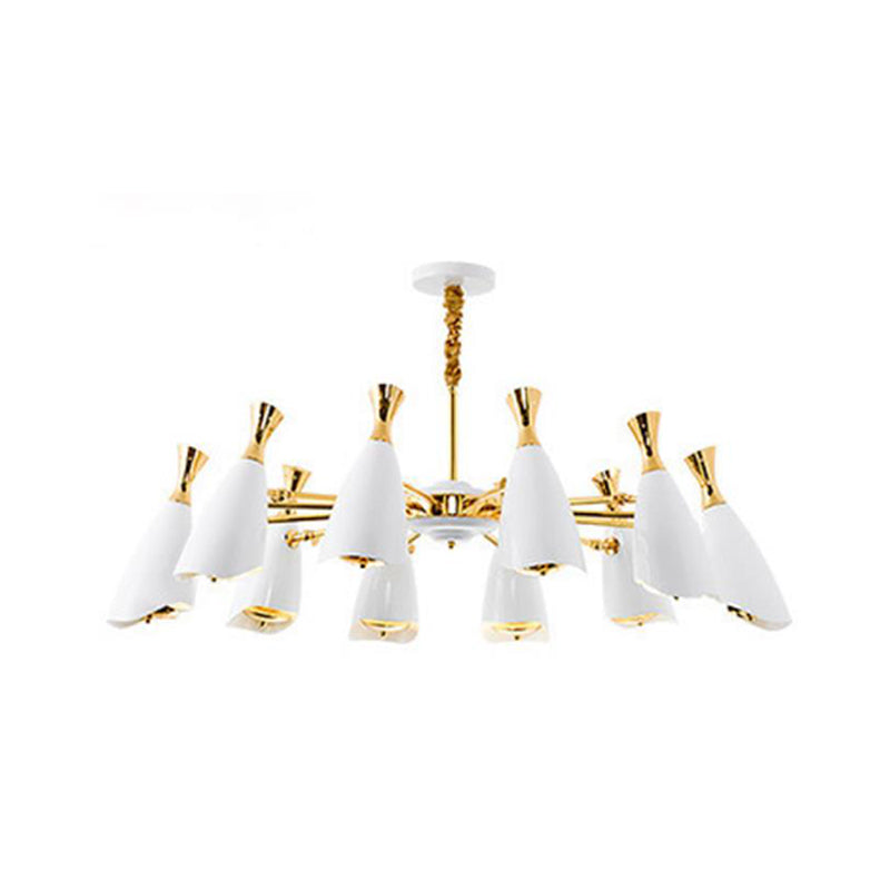 Horn-Shaped Living Room LED Suspension Light Metallic Simplicity Chandelier Light 10 White Clearhalo 'Ceiling Lights' 'Chandeliers' 'Modern Chandeliers' 'Modern' Lighting' 2121391