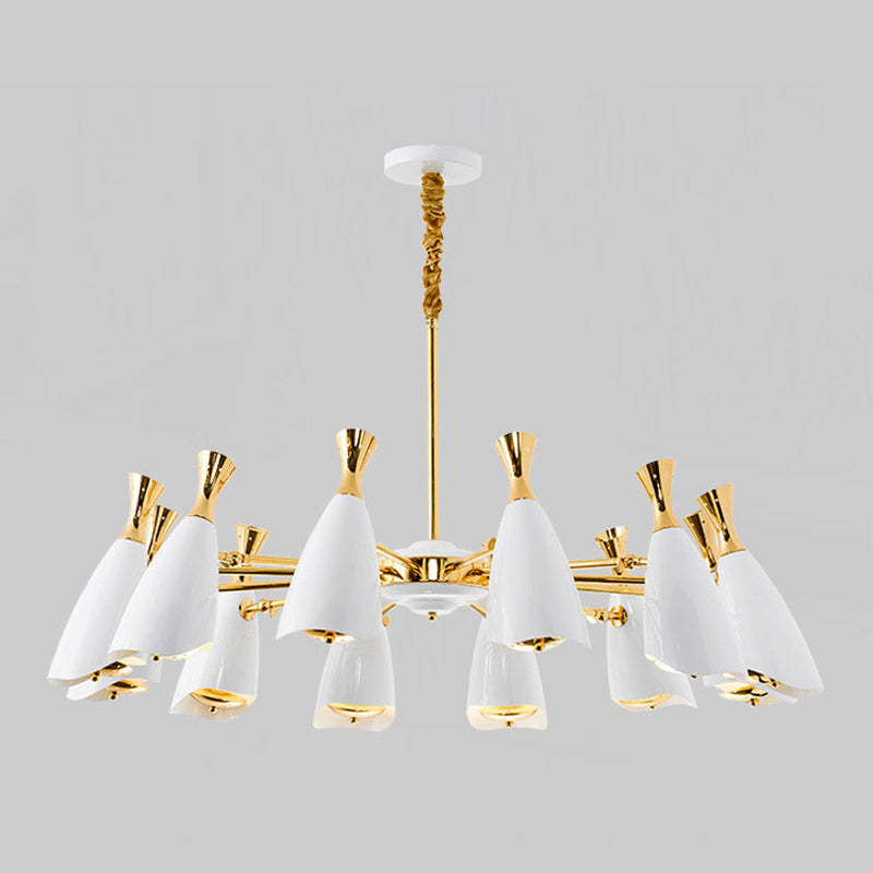 Horn-Shaped Living Room LED Suspension Light Metallic Simplicity Chandelier Light Clearhalo 'Ceiling Lights' 'Chandeliers' 'Modern Chandeliers' 'Modern' Lighting' 2121393