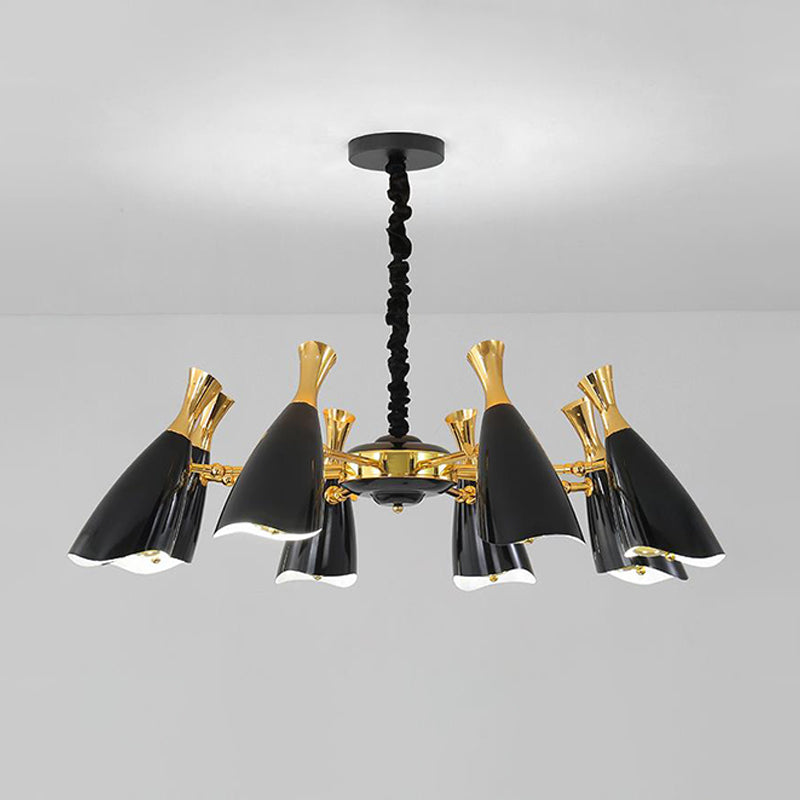 Horn-Shaped Living Room LED Suspension Light Metallic Simplicity Chandelier Light Clearhalo 'Ceiling Lights' 'Chandeliers' 'Modern Chandeliers' 'Modern' Lighting' 2121398