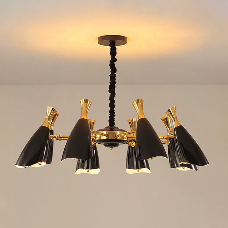 Horn-Shaped Living Room LED Suspension Light Metallic Simplicity Chandelier Light Clearhalo 'Ceiling Lights' 'Chandeliers' 'Modern Chandeliers' 'Modern' Lighting' 2121399