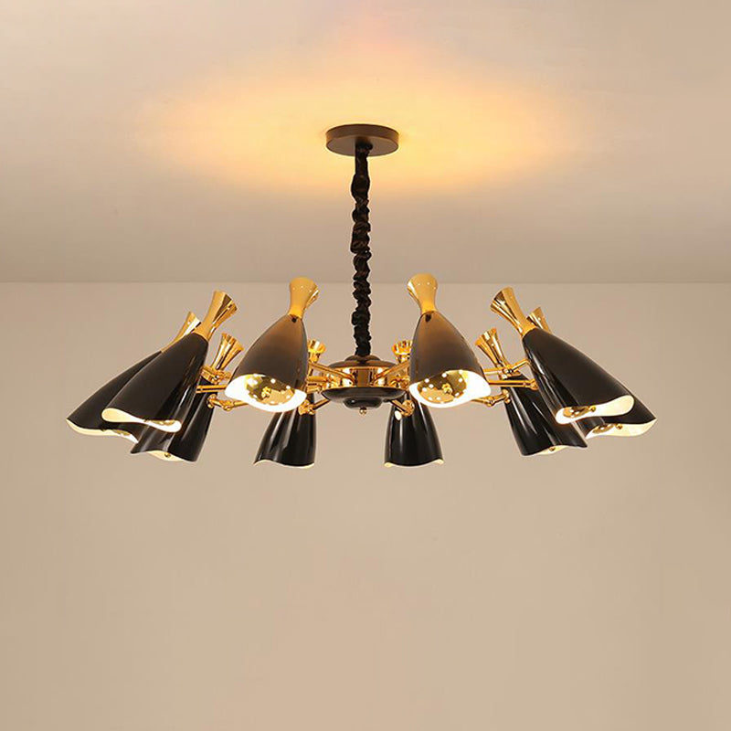 Horn-Shaped Living Room LED Suspension Light Metallic Simplicity Chandelier Light Clearhalo 'Ceiling Lights' 'Chandeliers' 'Modern Chandeliers' 'Modern' Lighting' 2121401