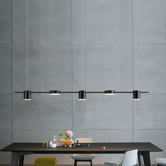 Postmodern Linear Shaped LED Pendant Light Metallic Dining Room Hanging Island Light 5 Black Clearhalo 'Ceiling Lights' 'Island Lights' Lighting' 2121412