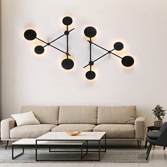 Contemporary Geometrical Wall Light Fixture Metallic Living Room LED Wall Mounted Lamp Black Clearhalo 'Cast Iron' 'Glass' 'Industrial' 'Modern wall lights' 'Modern' 'Tiffany' 'Traditional wall lights' 'Wall Lamps & Sconces' 'Wall Lights' Lighting' 2121495