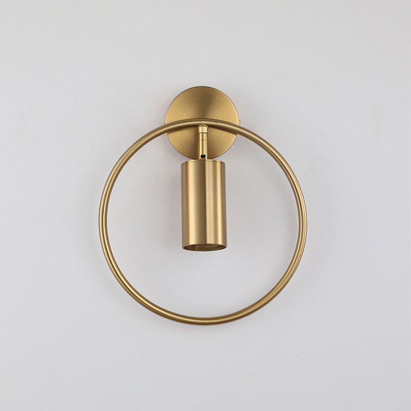 Metallic Cylindrical Wall Mount Light Postmodern 1 Head Wall Sconce Light with Halo Ring for Bedside Clearhalo 'Cast Iron' 'Glass' 'Industrial' 'Modern wall lights' 'Modern' 'Tiffany' 'Traditional wall lights' 'Wall Lamps & Sconces' 'Wall Lights' Lighting' 2121508