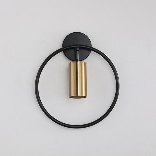 Metallic Cylindrical Wall Mount Light Postmodern 1 Head Wall Sconce Light with Halo Ring for Bedside Clearhalo 'Cast Iron' 'Glass' 'Industrial' 'Modern wall lights' 'Modern' 'Tiffany' 'Traditional wall lights' 'Wall Lamps & Sconces' 'Wall Lights' Lighting' 2121515
