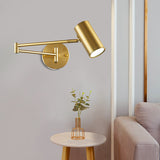 Cylinder Wall Light Minimalist Metallic Single-Bulb Bedside Adjustable Wall Lighting Fixture Gold Clearhalo 'Cast Iron' 'Glass' 'Industrial' 'Modern wall lights' 'Modern' 'Tiffany' 'Traditional wall lights' 'Wall Lamps & Sconces' 'Wall Lights' Lighting' 2121516