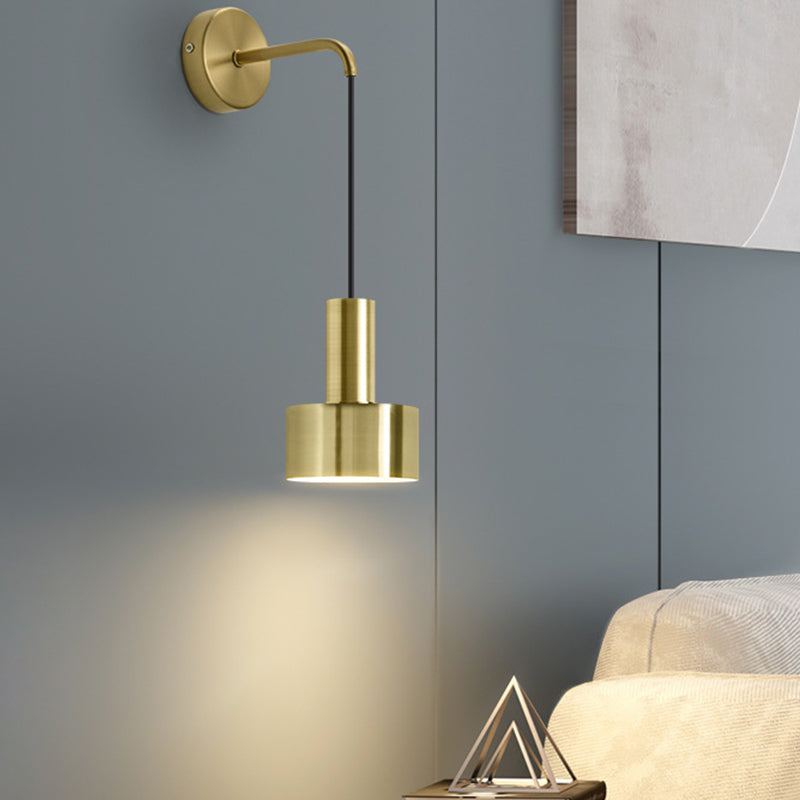 Simplicity Grenade Shaped Wall Lamp Metallic Single Bedside Wall Lighting Fixture Gold A Clearhalo 'Cast Iron' 'Glass' 'Industrial' 'Modern wall lights' 'Modern' 'Tiffany' 'Traditional wall lights' 'Wall Lamps & Sconces' 'Wall Lights' Lighting' 2121529