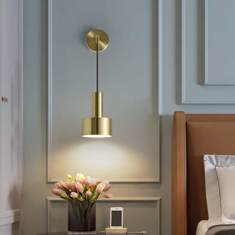 Simplicity Grenade Shaped Wall Lamp Metallic Single Bedside Wall Lighting Fixture Clearhalo 'Cast Iron' 'Glass' 'Industrial' 'Modern wall lights' 'Modern' 'Tiffany' 'Traditional wall lights' 'Wall Lamps & Sconces' 'Wall Lights' Lighting' 2121530