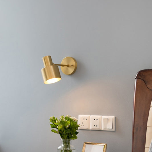 Simplicity Grenade Shaped Wall Lamp Metallic Single Bedside Wall Lighting Fixture Gold B Clearhalo 'Cast Iron' 'Glass' 'Industrial' 'Modern wall lights' 'Modern' 'Tiffany' 'Traditional wall lights' 'Wall Lamps & Sconces' 'Wall Lights' Lighting' 2121531