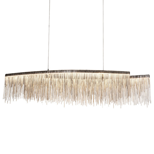 Tassel Chain LED Pendant Light Post-Modern Metallic Dining Room Hanging Island Light in Silver Clearhalo 'Ceiling Lights' 'Island Lights' Lighting' 2121546