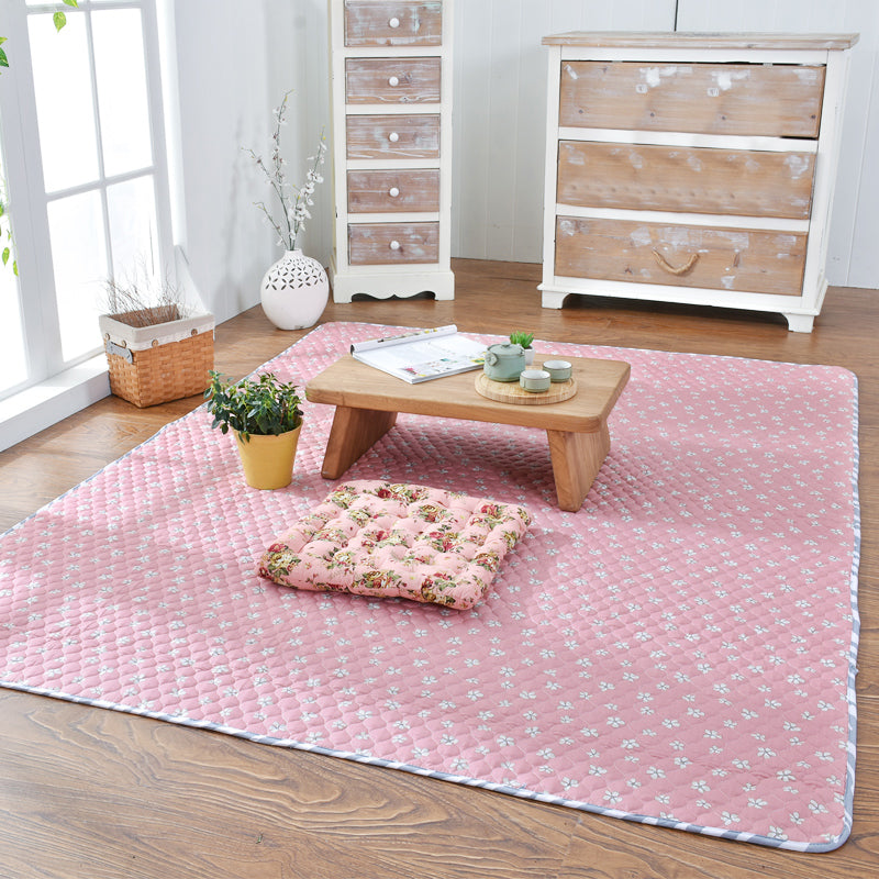 Aesthetics Botanic Rug Multi-Color Nordic Rug Cotton Machine Wash Padded Quilt Rug Pink Clearhalo 'Area Rug' 'Rug' 2121628