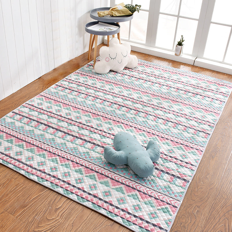 Aesthetics Botanic Rug Multi-Color Nordic Rug Cotton Machine Wash Padded Quilt Rug Aqua Clearhalo 'Area Rug' 'Rug' 2121633