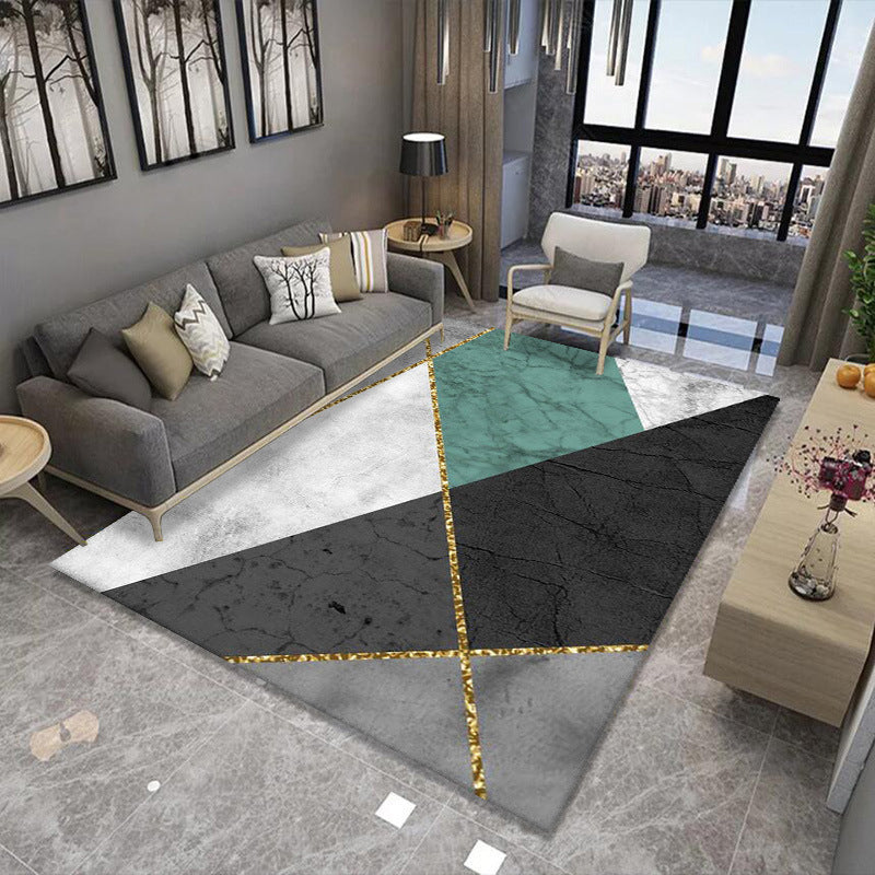 Artistic Multicolor Geometric Rug Polypropylene Simplicity Rug Stain Resistant Pet Friendly Non-Slip Carpet for Living Room Black-Green Clearhalo 'Area Rug' 'Rug' 2121769