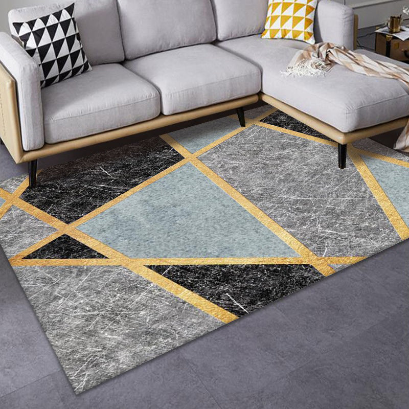 Artistic Multicolor Geometric Rug Polypropylene Simplicity Rug Stain Resistant Pet Friendly Non-Slip Carpet for Living Room Black-Yellow Clearhalo 'Area Rug' 'Rug' 2121770