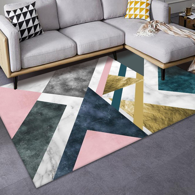 Artistic Multicolor Geometric Rug Polypropylene Simplicity Rug Stain Resistant Pet Friendly Non-Slip Carpet for Living Room Dark Blue-White Clearhalo 'Area Rug' 'Rug' 2121777