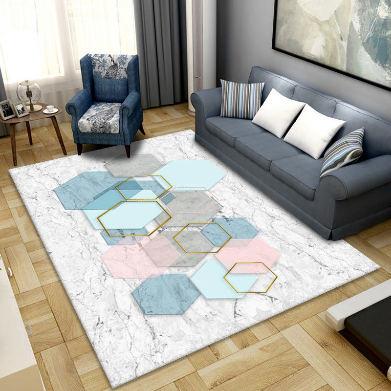 Artistic Multicolor Geometric Rug Polypropylene Simplicity Rug Stain Resistant Pet Friendly Non-Slip Carpet for Living Room Blue-Pink Clearhalo 'Area Rug' 'Rug' 2121780