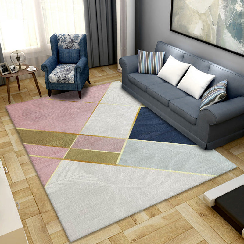 Artistic Multicolor Geometric Rug Polypropylene Simplicity Rug Stain Resistant Pet Friendly Non-Slip Carpet for Living Room Pink-White Clearhalo 'Area Rug' 'Rug' 2121787