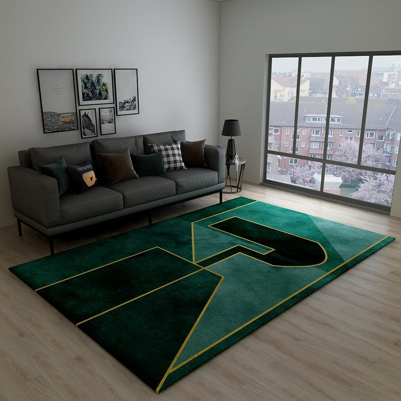 Blackish Green Vintage Rug Polyester Abstract Geometric Rug Machine Washable Anti-Slip Pet Friendly Carpet for Great Room Green Design 2 Clearhalo 'Area Rug' 'Rug' 2121789