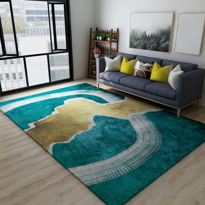 Blackish Green Vintage Rug Polyester Abstract Geometric Rug Machine Washable Anti-Slip Pet Friendly Carpet for Great Room Green Design 6 Clearhalo 'Area Rug' 'Rug' 2121793