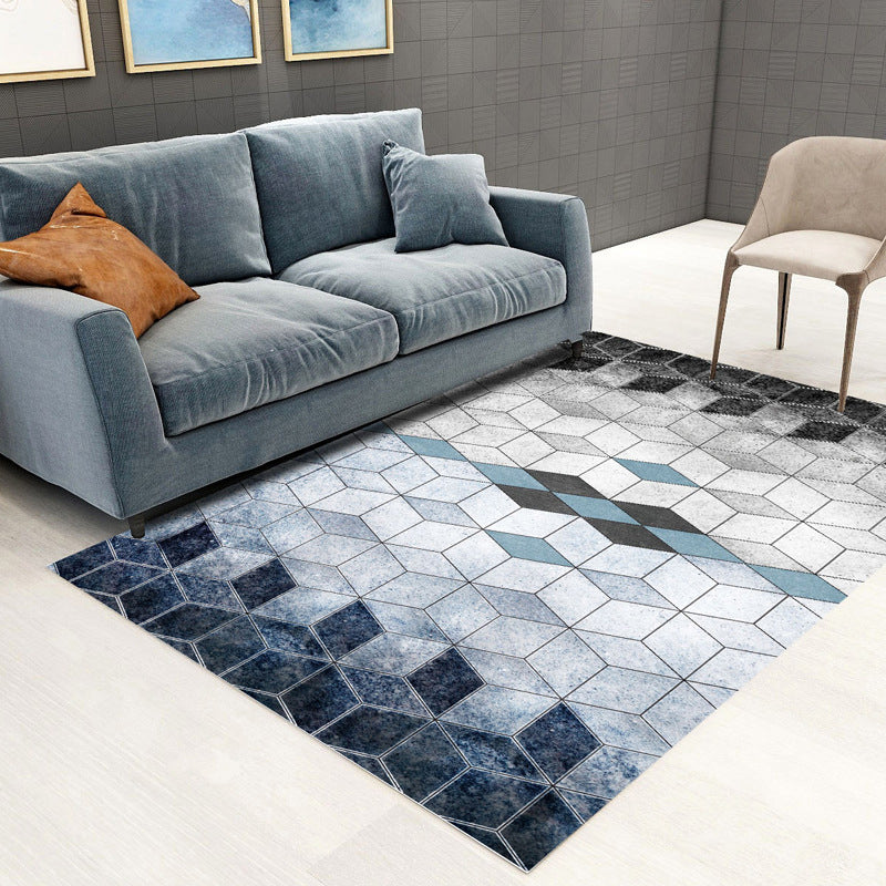 Trendy Geometric Patchwork Rug Multicolor Postmodern Rug Polyester Anti-Slip Machine Washable Pet Friendly Carpet for Home Blue-White Clearhalo 'Area Rug' 'Rug' 2121839