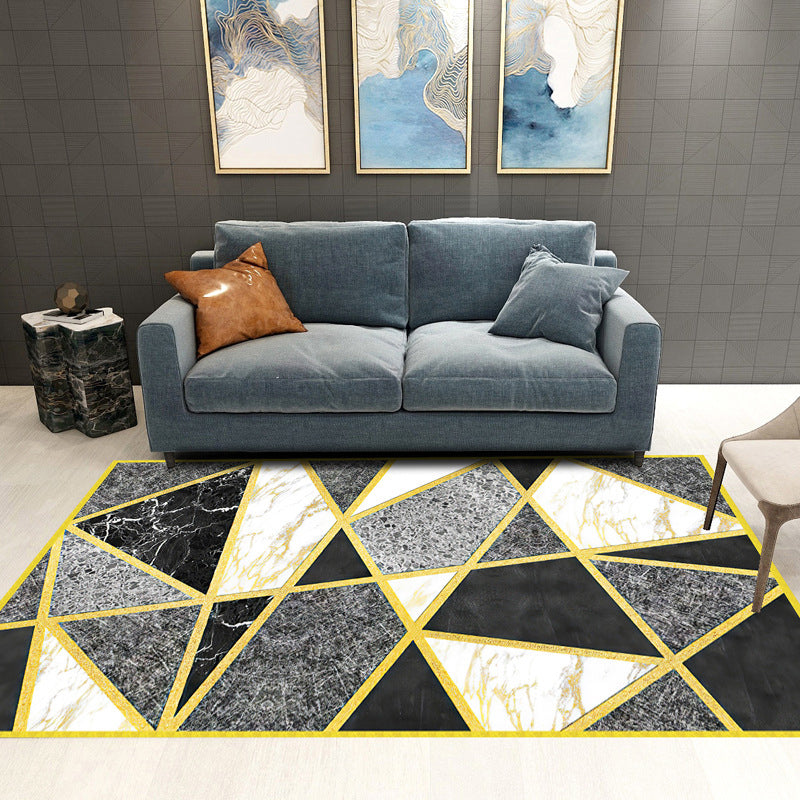 Trendy Geometric Patchwork Rug Multicolor Postmodern Rug Polyester Anti-Slip Machine Washable Pet Friendly Carpet for Home Black-Yellow Clearhalo 'Area Rug' 'Rug' 2121840