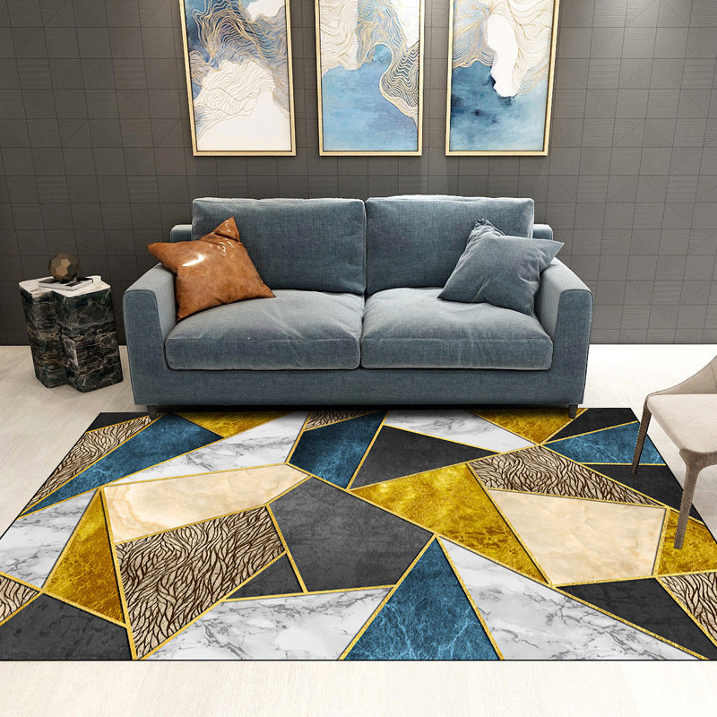 Trendy Geometric Patchwork Rug Multicolor Postmodern Rug Polyester Anti-Slip Machine Washable Pet Friendly Carpet for Home White-Yellow Clearhalo 'Area Rug' 'Rug' 2121843