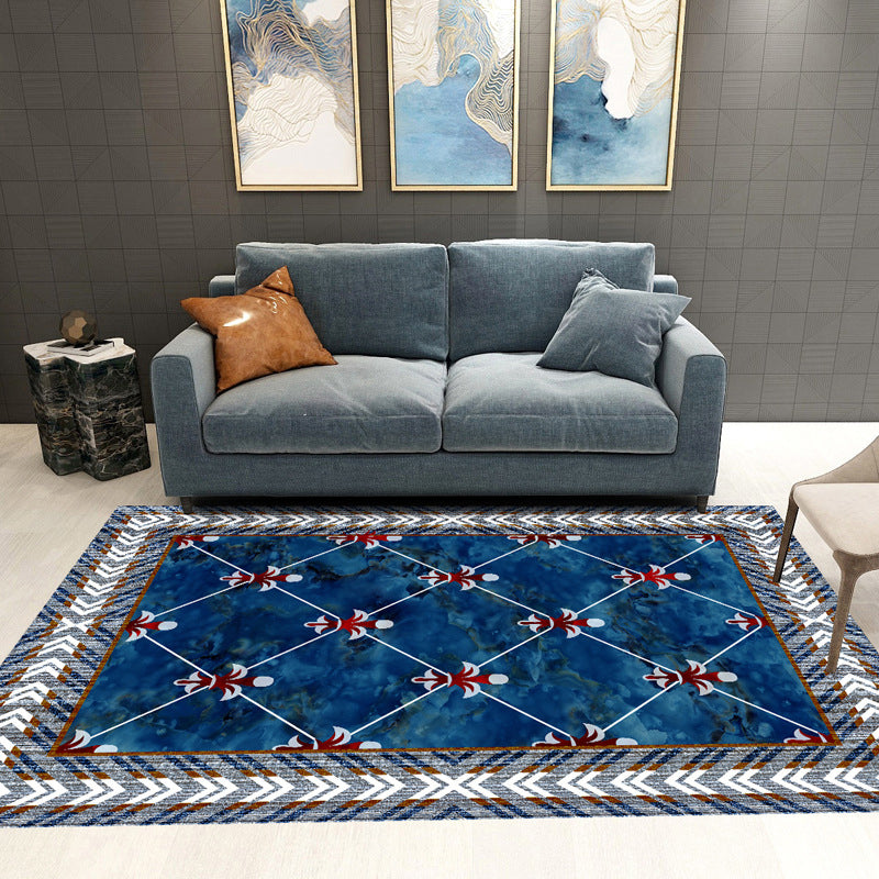 Trendy Geometric Patchwork Rug Multicolor Postmodern Rug Polyester Anti-Slip Machine Washable Pet Friendly Carpet for Home Dark Blue Clearhalo 'Area Rug' 'Rug' 2121844