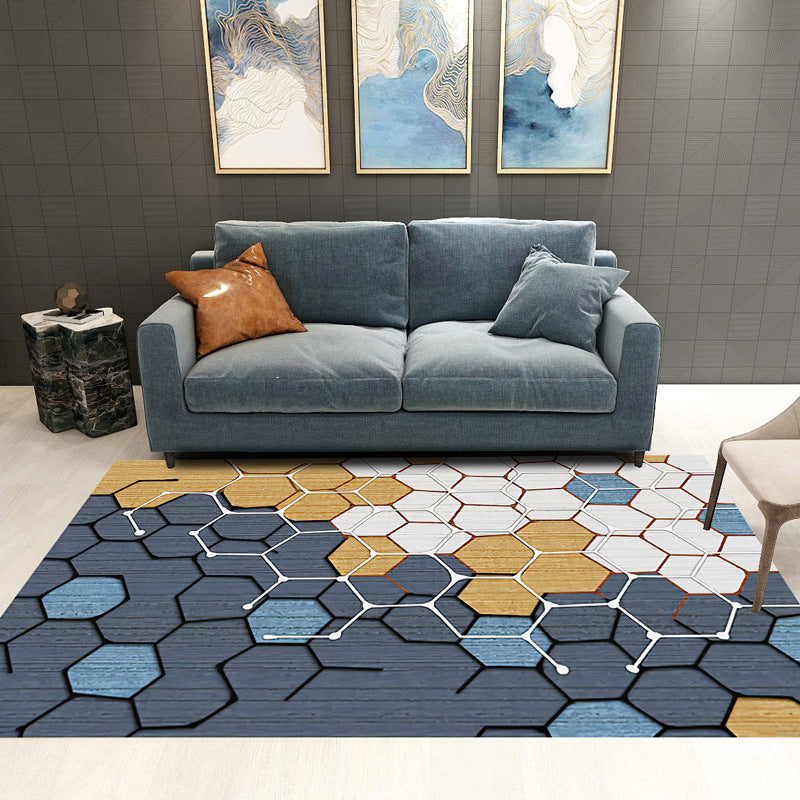 Trendy Geometric Patchwork Rug Multicolor Postmodern Rug Polyester Anti-Slip Machine Washable Pet Friendly Carpet for Home Blue-Yellow Clearhalo 'Area Rug' 'Rug' 2121850