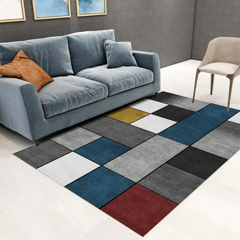 Trendy Geometric Patchwork Rug Multicolor Postmodern Rug Polyester Anti-Slip Machine Washable Pet Friendly Carpet for Home Gray-Blue Clearhalo 'Area Rug' 'Rug' 2121851