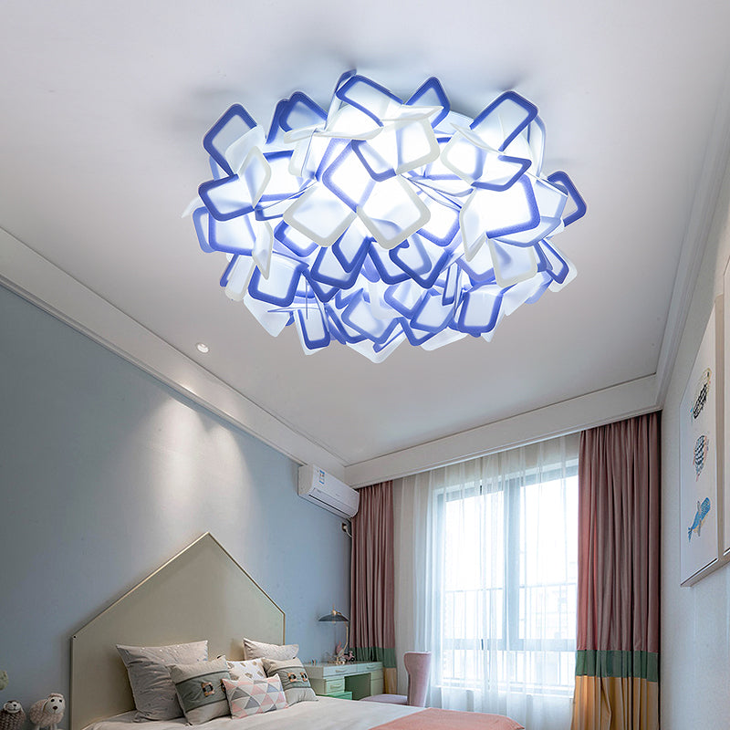 Blossoming Flower Acrylic Flush Mount Contemporary Led White/Black/Blue Flush Ceiling Light Fixture Blue Clearhalo 'Ceiling Lights' 'Close To Ceiling Lights' 'Close to ceiling' 'Flush mount' Lighting' 212200