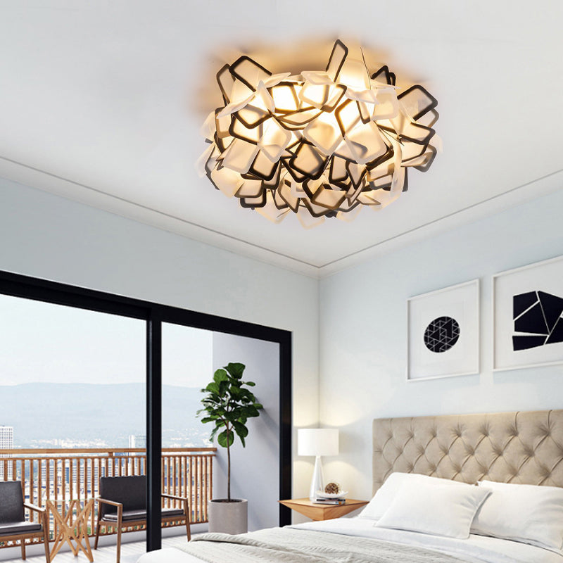 Blossoming Flower Acrylic Flush Mount Contemporary Led White/Black/Blue Flush Ceiling Light Fixture Black Clearhalo 'Ceiling Lights' 'Close To Ceiling Lights' 'Close to ceiling' 'Flush mount' Lighting' 212214