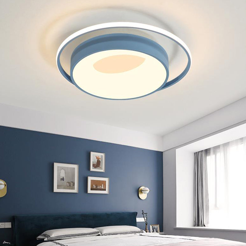 Round Acrylic Flush Mount Lighting Modern Led White/Pink/Blue Flush Ceiling Lamp Fixture in Warm/White/Neutral Light, 16"/19.5" Wide Clearhalo 'Ceiling Lights' 'Close To Ceiling Lights' 'Close to ceiling' 'Flush mount' Lighting' 212255