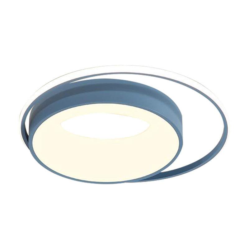 Round Acrylic Flush Mount Lighting Modern Led White/Pink/Blue Flush Ceiling Lamp Fixture in Warm/White/Neutral Light, 16"/19.5" Wide Clearhalo 'Ceiling Lights' 'Close To Ceiling Lights' 'Close to ceiling' 'Flush mount' Lighting' 212256