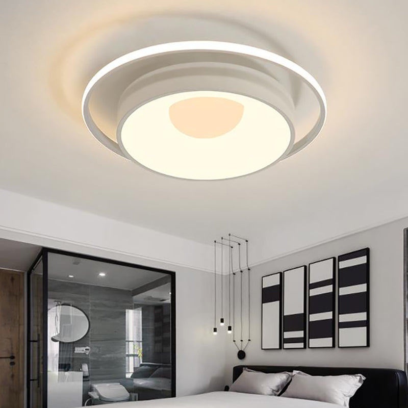 Round Acrylic Flush Mount Lighting Modern Led White/Pink/Blue Flush Ceiling Lamp Fixture in Warm/White/Neutral Light, 16"/19.5" Wide White Clearhalo 'Ceiling Lights' 'Close To Ceiling Lights' 'Close to ceiling' 'Flush mount' Lighting' 212262