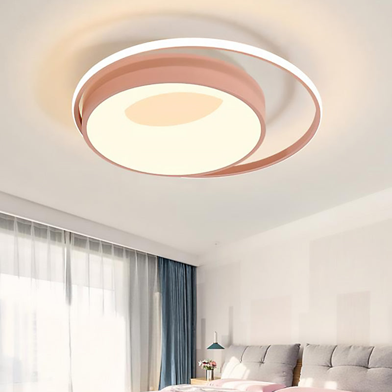 Round Acrylic Flush Mount Lighting Modern Led White/Pink/Blue Flush Ceiling Lamp Fixture in Warm/White/Neutral Light, 16"/19.5" Wide Clearhalo 'Ceiling Lights' 'Close To Ceiling Lights' 'Close to ceiling' 'Flush mount' Lighting' 212267