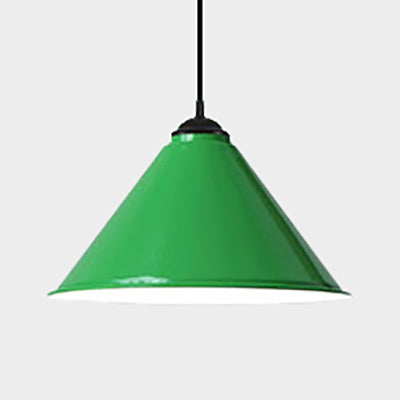 Black/Gray/White Cone Shade Ceiling Light Fixture Retro Style Metal 1 Light Bedroom Hanging Lamp, 12"/16" Diameter Green 12" Clearhalo 'Ceiling Lights' 'Modern Pendants' 'Modern' 'Pendant Lights' 'Pendants' Lighting' 2122875