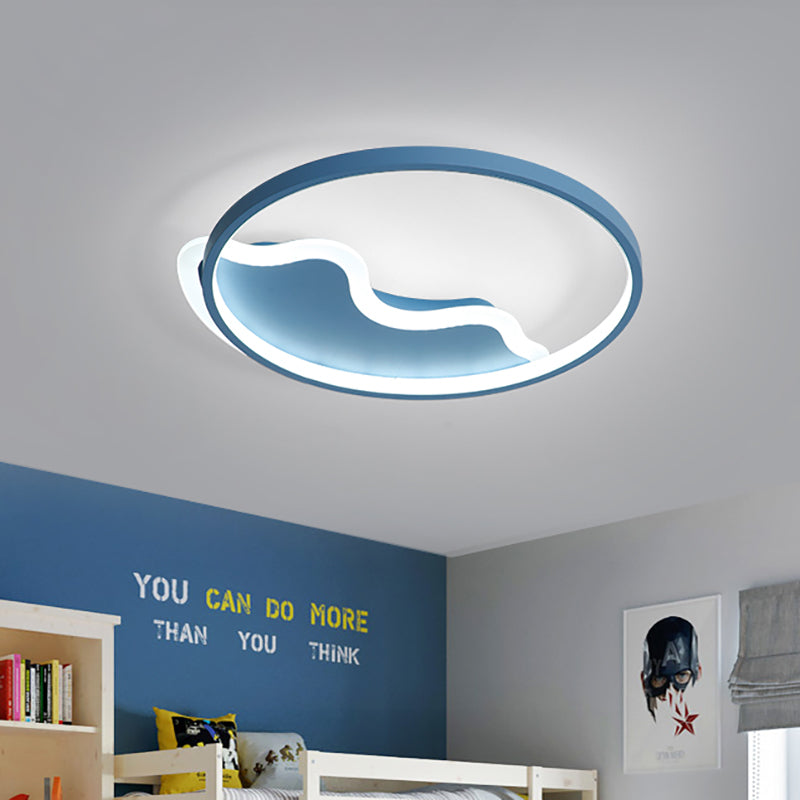 Ring Flush Mount Lamp Contemporary Acrylic White/Pink/Blue Led Flush Mount Light for Bedroom in Warm/White Light, 18"/21.5" Wide Clearhalo 'Ceiling Lights' 'Close To Ceiling Lights' 'Close to ceiling' 'Flush mount' Lighting' 212306