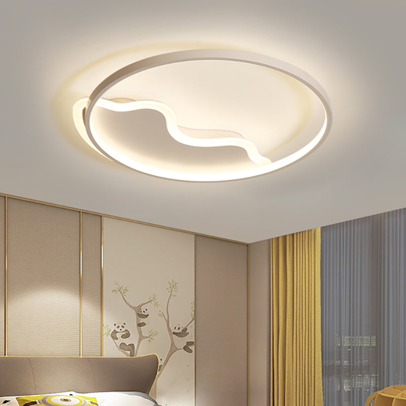 Ring Flush Mount Lamp Contemporary Acrylic White/Pink/Blue Led Flush Mount Light for Bedroom in Warm/White Light, 18"/21.5" Wide White Clearhalo 'Ceiling Lights' 'Close To Ceiling Lights' 'Close to ceiling' 'Flush mount' Lighting' 212309