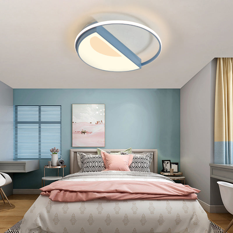 Round Acrylic Flush Mount Lamp Contemporary Led 18"/21.5" Wide White/Pink/Blue Flush Mount Light for Bedroom in Warm/White Light Clearhalo 'Ceiling Lights' 'Close To Ceiling Lights' 'Close to ceiling' 'Flush mount' Lighting' 212335