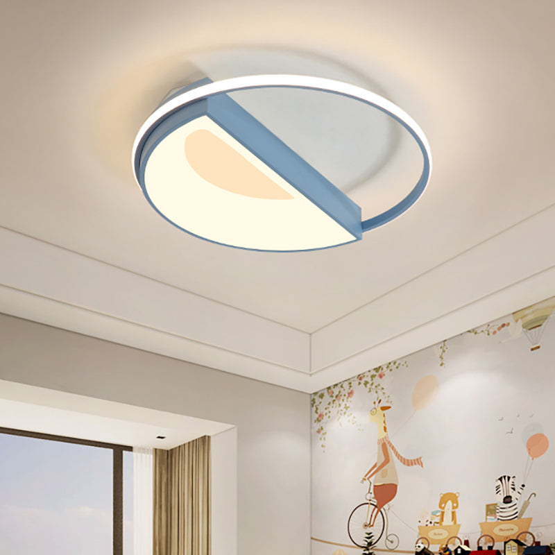 Round Acrylic Flush Mount Lamp Contemporary Led 18"/21.5" Wide White/Pink/Blue Flush Mount Light for Bedroom in Warm/White Light Clearhalo 'Ceiling Lights' 'Close To Ceiling Lights' 'Close to ceiling' 'Flush mount' Lighting' 212349