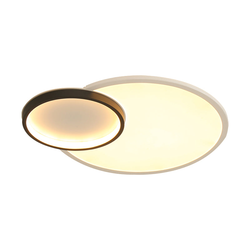 Round Flush Mount Modern Acrylic Led Black and White Flush Light Fixture with Recessed Diffuser in White/Warm/Natural Light, 16"/19.5" Wide Clearhalo 'Ceiling Lights' 'Close To Ceiling Lights' 'Close to ceiling' 'Flush mount' Lighting' 212370