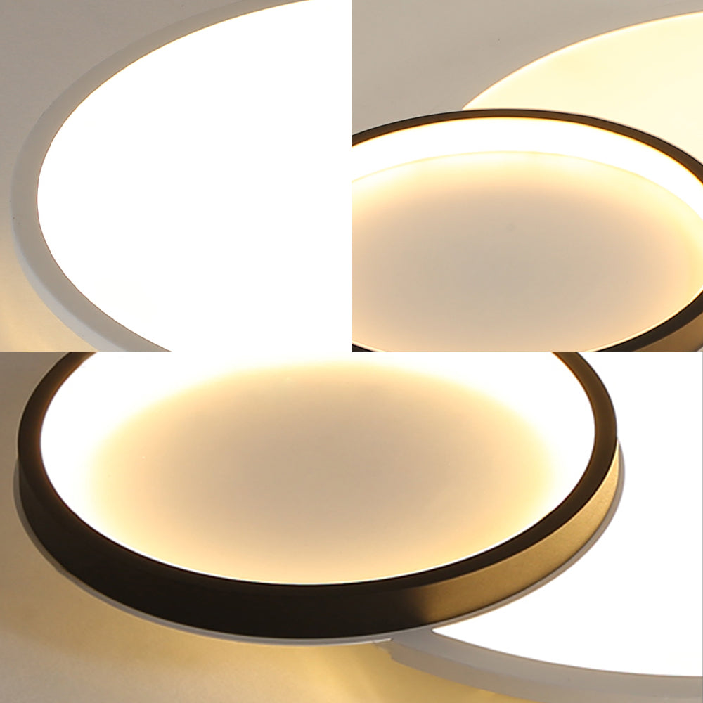 Round Flush Mount Modern Acrylic Led Black and White Flush Light Fixture with Recessed Diffuser in White/Warm/Natural Light, 16"/19.5" Wide Clearhalo 'Ceiling Lights' 'Close To Ceiling Lights' 'Close to ceiling' 'Flush mount' Lighting' 212373