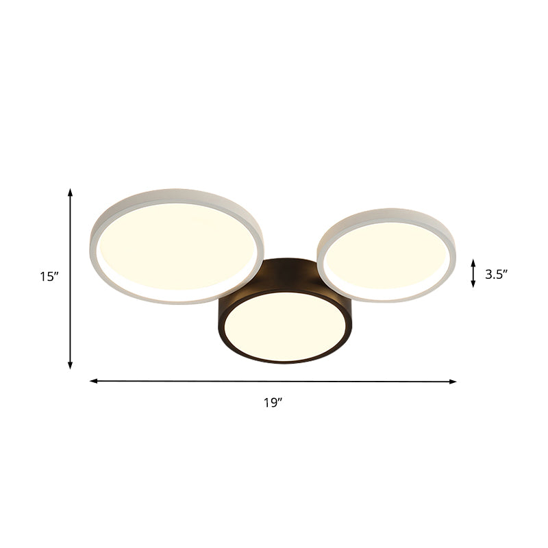 Black and White Multi-Ring Flush Lighting Modern 3/5/6 Lights Acrylic Led Flush Mount Lamp Fixture in White/Warm Light Clearhalo 'Ceiling Lights' 'Close To Ceiling Lights' 'Close to ceiling' 'Flush mount' Lighting' 212384