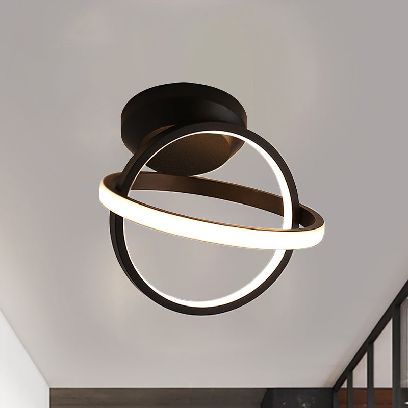 Gyro Acrylic Semi Flush Mount Modernist Led White/Black Semi Flush Ceiling Light Fixture in White/Warm Light Black Clearhalo 'Ceiling Lights' 'Close To Ceiling Lights' 'Close to ceiling' 'Semi-flushmount' Lighting' 212428