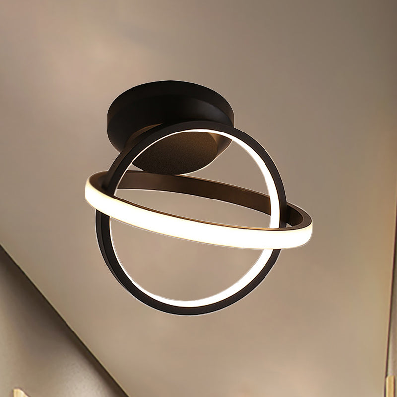 Gyro Acrylic Semi Flush Mount Modernist Led White/Black Semi Flush Ceiling Light Fixture in White/Warm Light Clearhalo 'Ceiling Lights' 'Close To Ceiling Lights' 'Close to ceiling' 'Semi-flushmount' Lighting' 212429